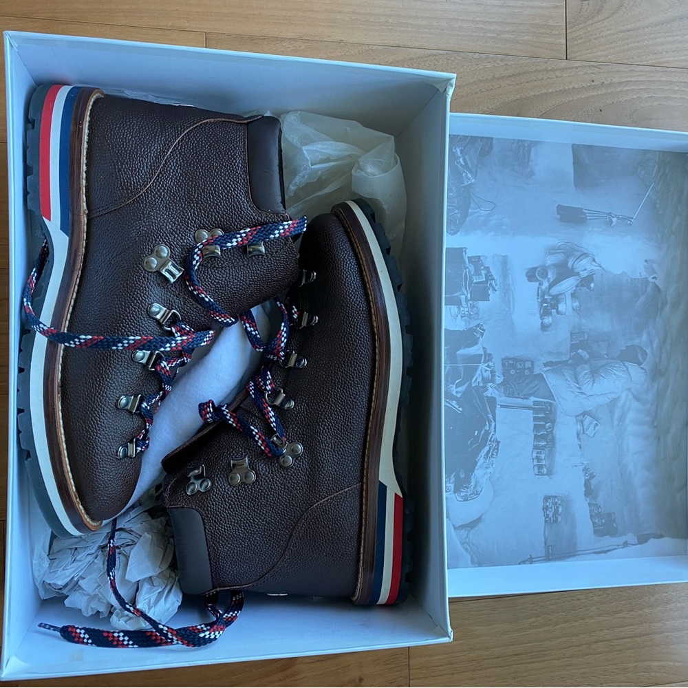Moncler Men's Brown Leather Hiking Boots - new